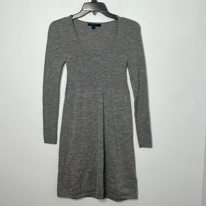 Boden Gray Wool Ribbed Scoop Neck Sweater Dress